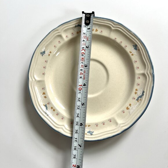Vintage Brick Oven Stoneware Saucer Aunt Rhody Blue Goose Set Of 2 Plates 6.5" - Picture 9 of 9